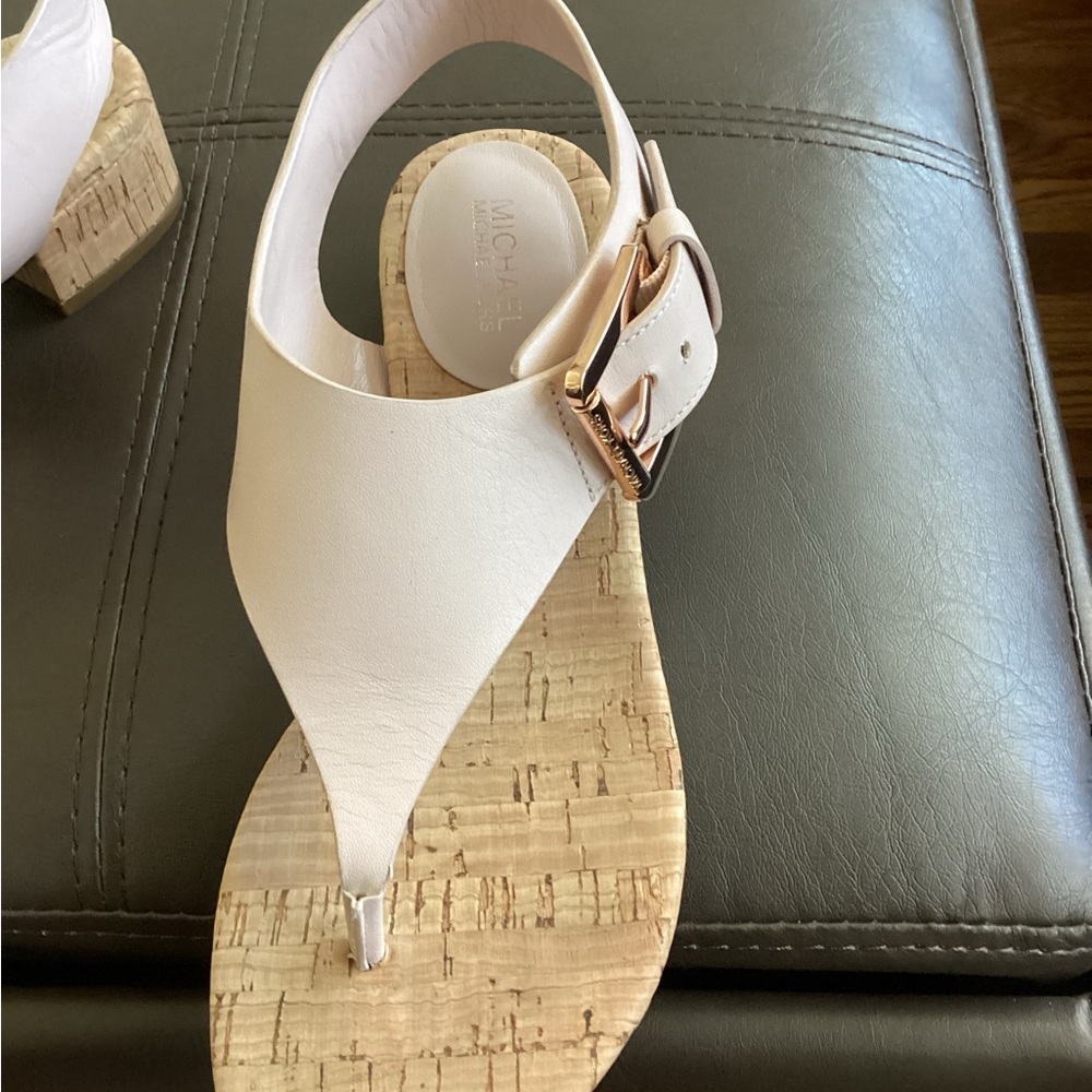 Michael Kors Cream Sandals with Cork Detail